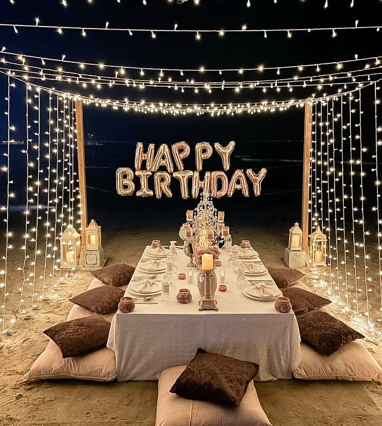 Decorated birthday table in Morocco